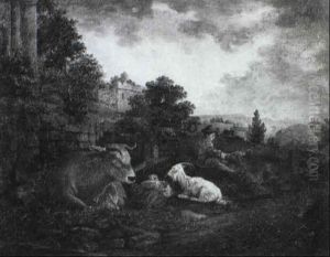 Ein Hirte Mit Herde In Der Campagna