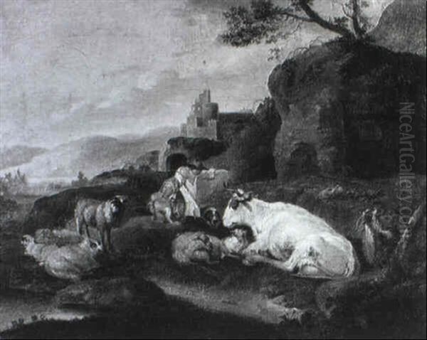 Hirten Und Herde In Der Campagna - view 1