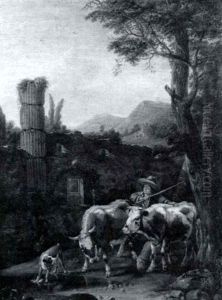 Shepherd With Animals In A Landscape With Ruins Shepherd With Animals In A Landscape With Ruins