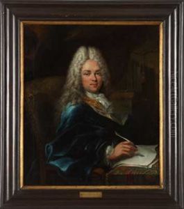 Portrait Eines Edlen Herrn Mit Perucke In Seinem Schreibzimmer