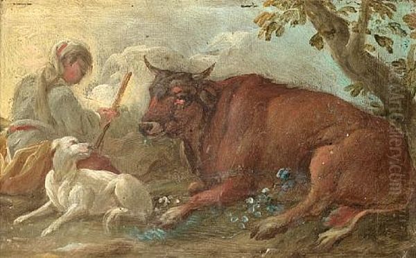A Herder With His Dog And A Bull (+ Another; Pair) - view 1