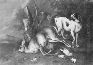 Hounds Attacking A Stag In An Italianate Landscape