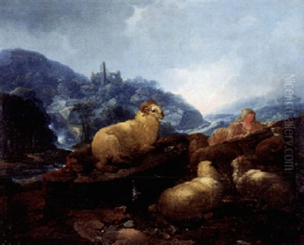 Landschaft Mit Schafen Und Hirtin - view 1