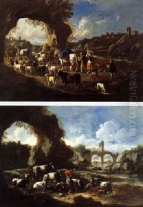 Paesaggio Con Pastore E Armento by Johann Melchior Roos