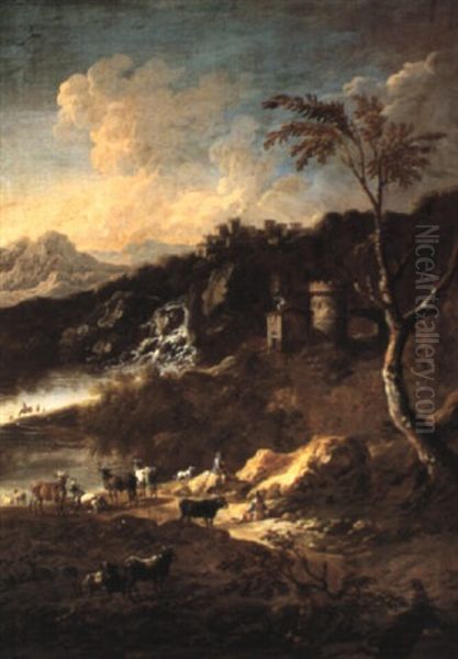 Italianate Landscape With Figures And Animals - view 1
