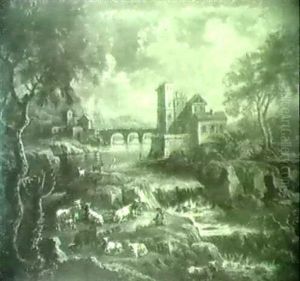 Paesaggio Fluviale Con Pastori E Armenti by Johann Melchior Roos
