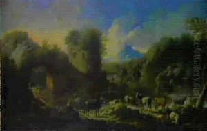 Paesaggio Con Mucche E Pastori by Johann Melchior Roos