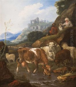 Italienische Ideallandschaft Mit Rastenden Hirten by Joseph Roos