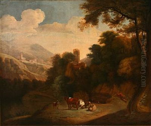 Southern Landscape With A Shepherd And His Herd - view 1