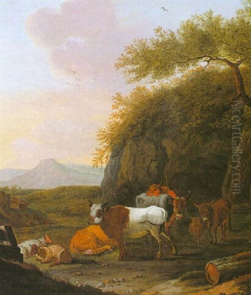 A Shepherd With His Flock - view 1