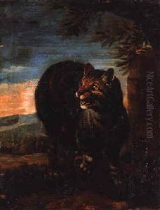 A Cat Hissing In A Landscape by Joseph Roos