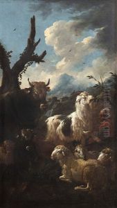 Escena De Pastor Con Ovejas by Philipp Peter Roos