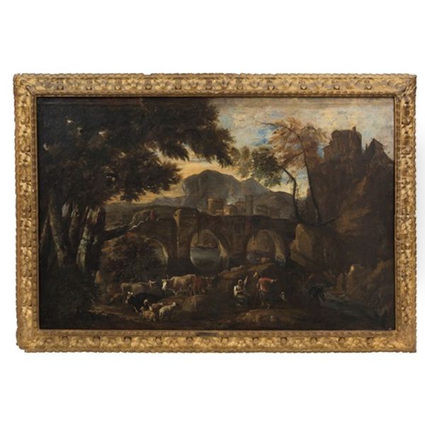 Paisaje Italiano Con Pastores Y Rebano - view 1