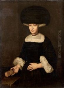 Portrait De Femme Au Bonnet De Fourrure De La Region De Francfort by Theodor Roos