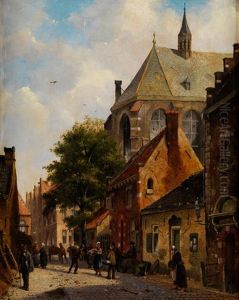 Stadtansicht Mit Figuren by Frederik Roosdorp
