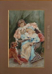 Ragazzine Col Cane In Un Interno by Elda Borzino