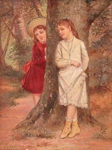 Fillettes Jouant A Cache-cache by Albert Roosenboom