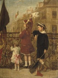 Waving To The Procession, Paris by Albert Roosenboom