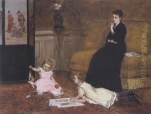 Interieur Met Spelende Kinderen by Albert Roosenboom