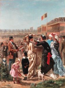 Elegant Company At The Races by Albert Roosenboom