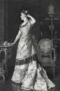 Une Elegante Devant La Miroire