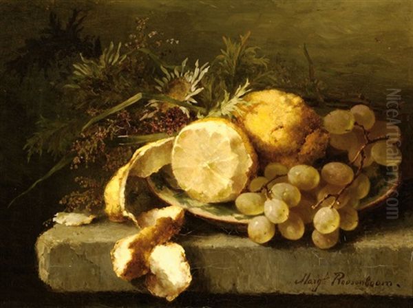 Still Life With Grapes And Lemons On A Ledge - view 1