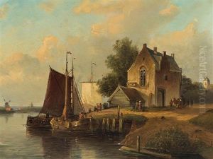 Harbor Scene by Nicolaas Johannes Roosenboom