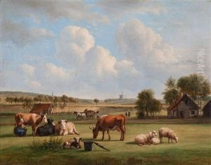 Milking Of The Cattle In A Gelderland Landscape Milking Of The Cattle In A Gelderland Landscape