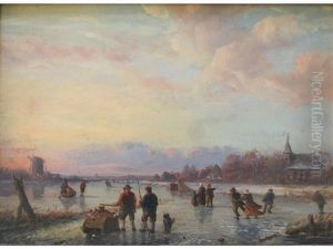 A Winter Morning On The Ice by Nicolaas Johannes Roosenboom