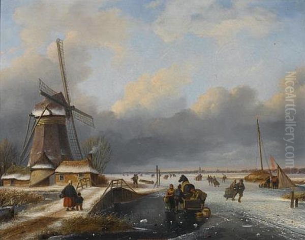 Skaters On A Frozen River - view 1