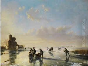 Eisvergnugen In Weiter Polderlandschaft Eisvergnugen In Weiter Polderlandschaft