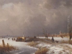A Dutch Winter Landscape by Nicolaas Johannes Roosenboom