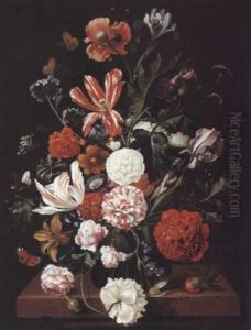 Vase De Fleurs Sur Un Entablement