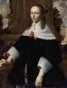 Dreiviertelportrait Einer Vornehmen Dame Mit Blick In Landschaft Dreiviertelportrait Einer Vornehmen Dame Mit Blick In Landschaft