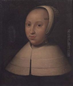 Portrait Of A Young Woman In A Black Dress With A White Lace Collar And Headdress Portrait Of A Young Woman In A Black Dress With A White Lace Collar And Headdress