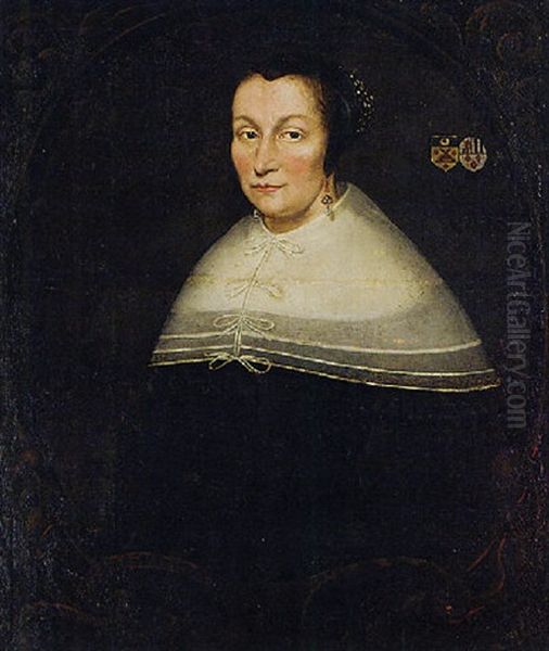 Portrait Of A Lady In A Black Dress And Pearl Drop Earrings - view 1