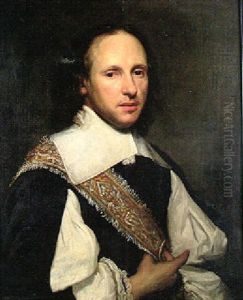 Portrait Of A Gentleman. Wearing A White Linen Shirt, Black Coat And Richly-embroidered Gold And Silver Sash