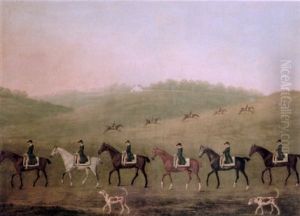 A Hunt With Hounds On A Heath, A Country House Beyond by Richard Roper