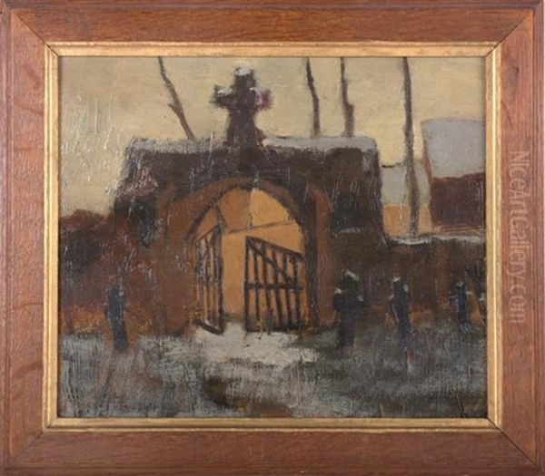Porte D'un Cimetiere Sous La Neige - view 1
