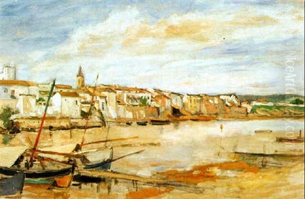 Vue Du Guadalquivir Et De La Ville, Deux Barques A L'avant-plan - view 1