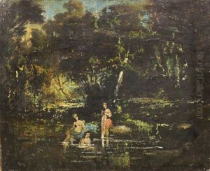 Trois Baigneuses by Camille Joseph Etienne Roqueplan