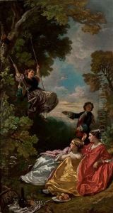 La Balancoire by Camille Joseph Etienne Roqueplan
