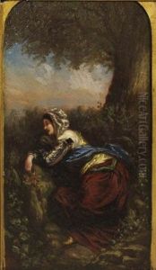 Femme Au Bouquet by Camille Joseph Etienne Roqueplan