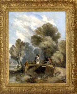 Figures On A Bridge In A Wooded Landscape Figures On A Bridge In A Wooded Landscape
