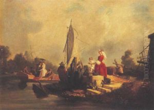 Le Passage Du Bac by Camille Joseph Etienne Roqueplan