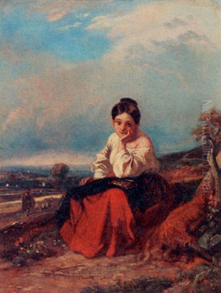 Girl Sitting In A Landscape - view 1