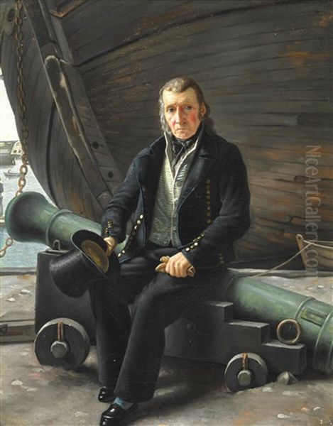 An Old Sailor Sitting On A Cannon - view 1