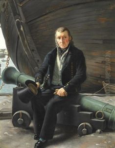 An Old Sailor Sitting On A Cannon