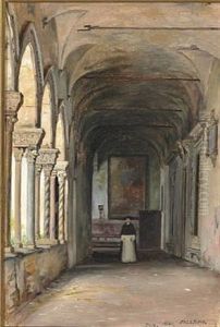 A Dominican Monk In A Colonnade In A Monastery