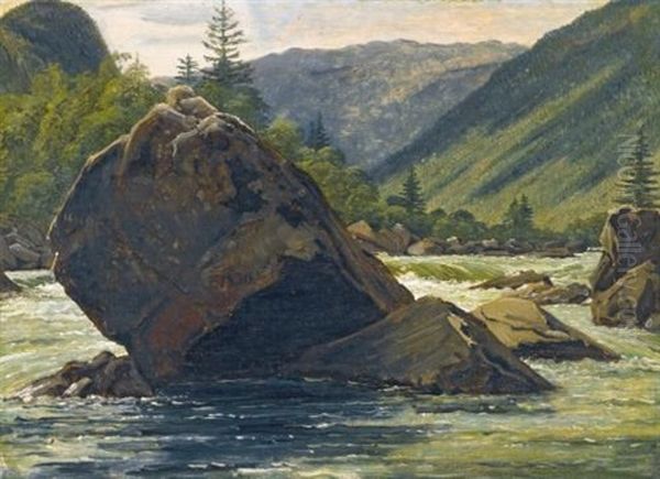 An Erratic Rock In The Rapids - view 1